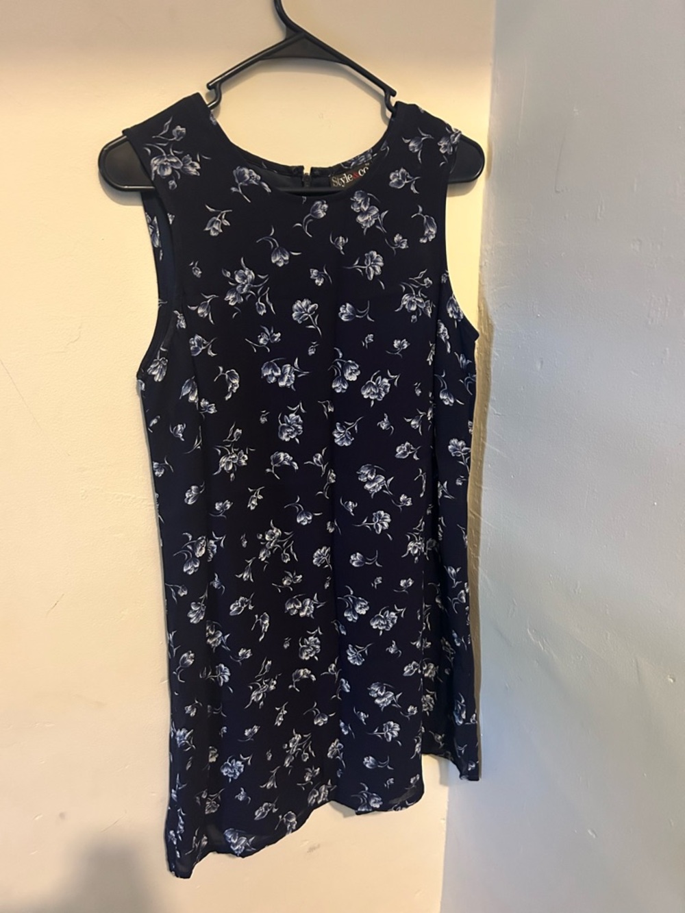 Style & Co. Navy Floral Sleeveless Shift Dress